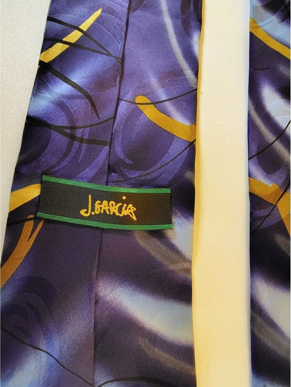 Vtg J Garcia Jerry Garcia Tie Birthday Collection Thirty-Seven Blue Gold Silk